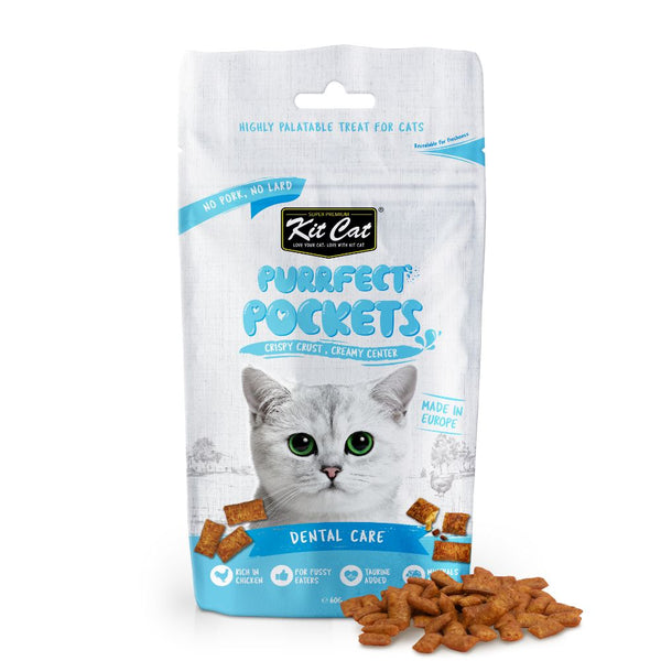 Kit Cat Purrfect Pockets Dental Care Crunchy Cat Treats, 60g