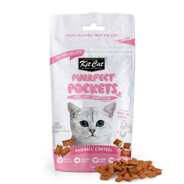 Kit Cat Purrfect Pockets Hairball Control Crunchy Cat Treats, 60g