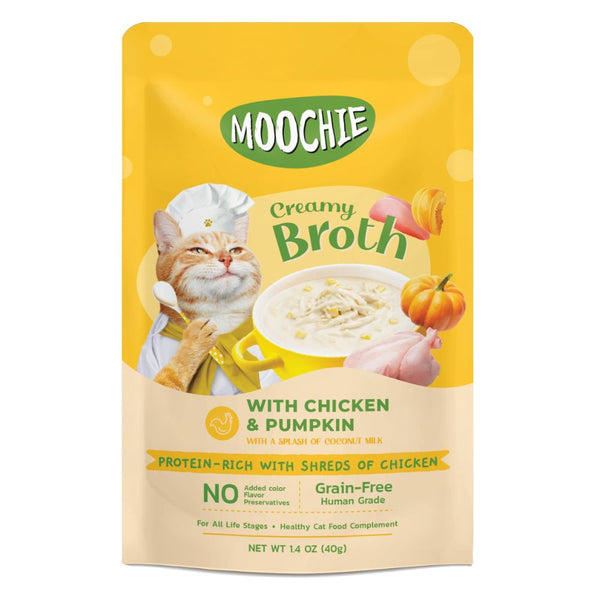 Moochie Creamy Broth with Chicken & Pumpkin Wet Cat Food, 40g