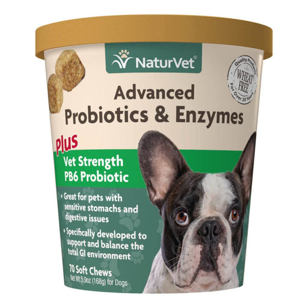 Naturvet Advanced Probiotics & Enzymes Soft Chews Dog Supplement, 70 ct.