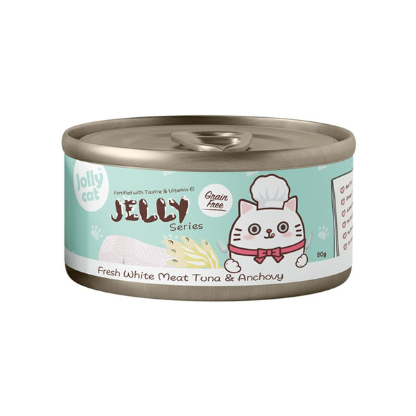 Jollycat Premium White Meat Tuna & Anchovy in Jelly Wet Cat Food, 80g