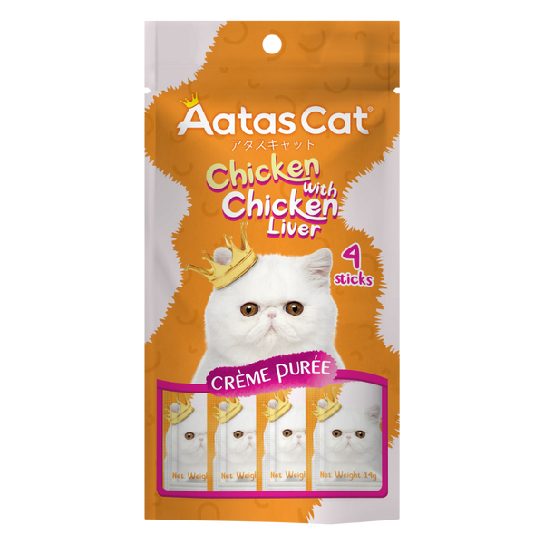 Aatas Cat Creme Puree Chicken with Chicken Liver Creamy Cat Treats (2 Sizes)