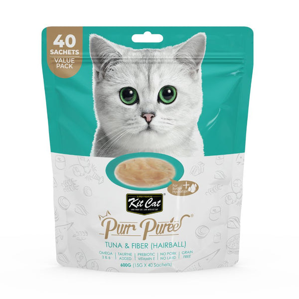 Kit Cat Purr Puree Tuna & Fiber Cat Treats Value Pack, 15g x 40