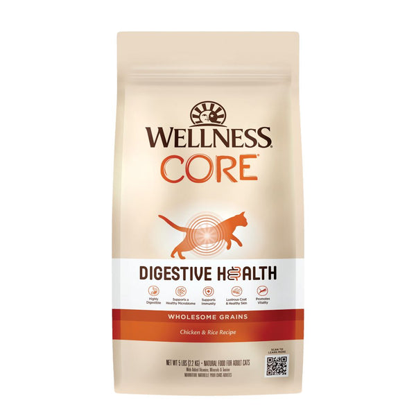 Wellness CORE Digestive Health Wholesome Grains Chicken & Rice Recipe Dry Cat Food (2 Sizes)