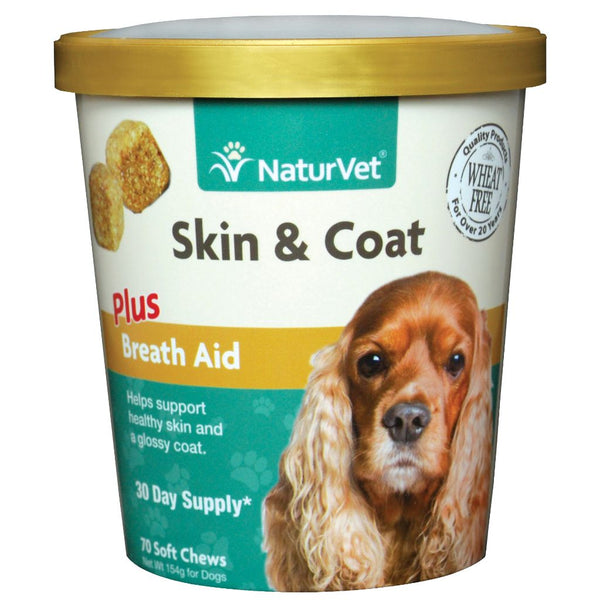 Naturvet Skin & Coat Plus Breath Aid Soft Chews Dog Supplement, 70 Ct.