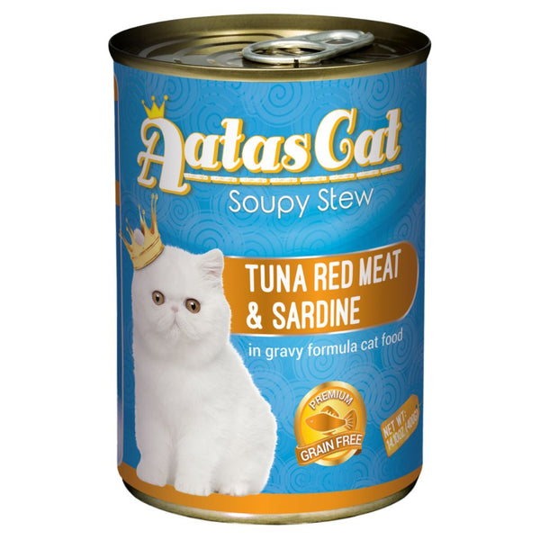 Aatas Cat Soupy Stew Tuna Red Meat with Sardine in Gravy Wet Cat Food, 400g