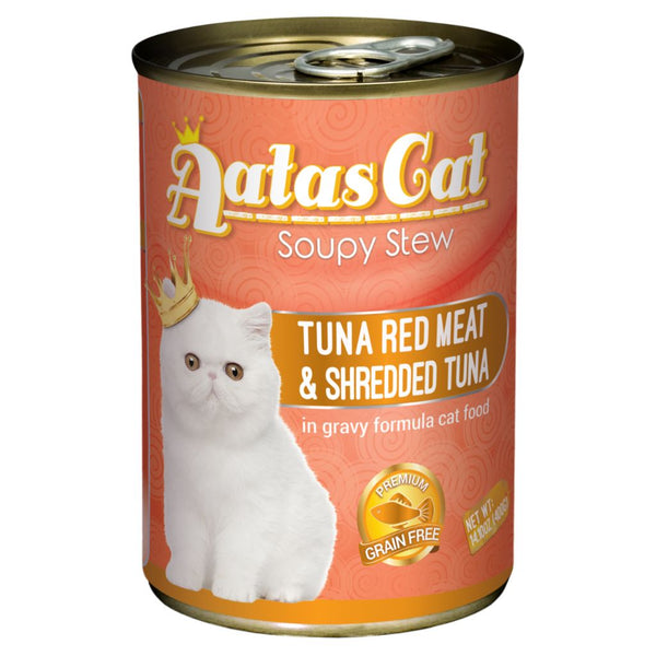 Aatas Cat Soupy Stew Tuna Red Meat with Shredded Tuna in Gravy Wet Cat Food, 400g