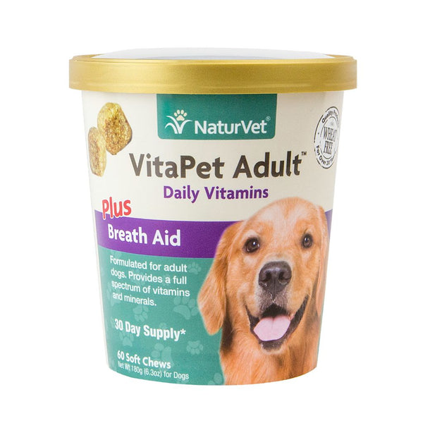 Naturvet VitaPet Adult Plus Breath Aid Soft Chews Dog Supplement, 60 Ct.