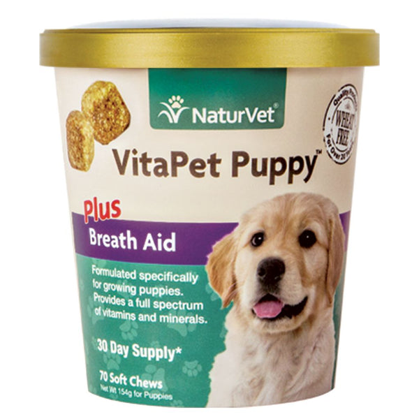 Naturvet VitaPet Puppy Plus Breath Aid Soft Chews Dog Supplement, 70 Ct.