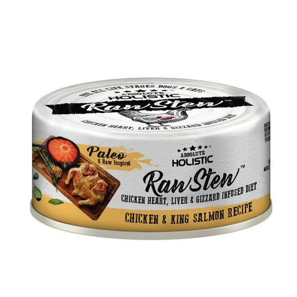 Absolute Holistic Raw Stew Chicken & King Salmon Recipe Wet Pet Food, 80g.Happy Hoomans 
