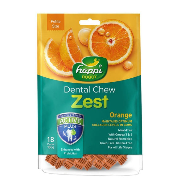 Happi Doggy Zest Orange Dog Dental Chews (2 Sizes) - Happy Hoomans