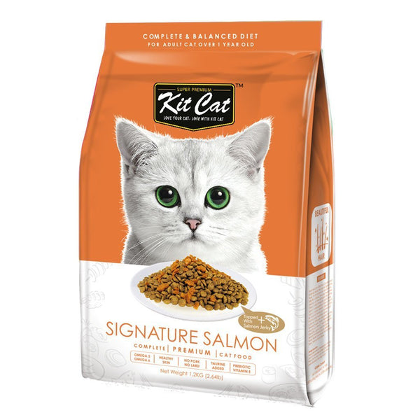 Kit Cat Signature Salmon (Beautiful Hair) Premium Dry Cat Food (2 Sizes) - Happy Hoomans