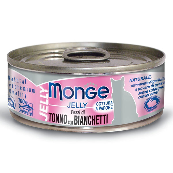 Monge Jelly Yellowfin Tuna With Whitebait Canned Cat Food, 80g - Happy Hoomans