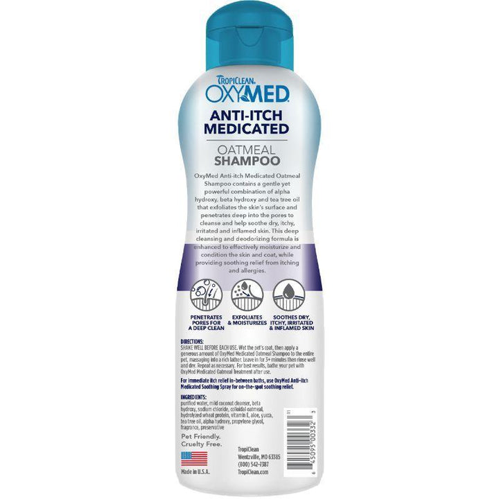 TropiClean OxyMed Anti-Itch Shampoo, 20 oz - Happy Hoomans