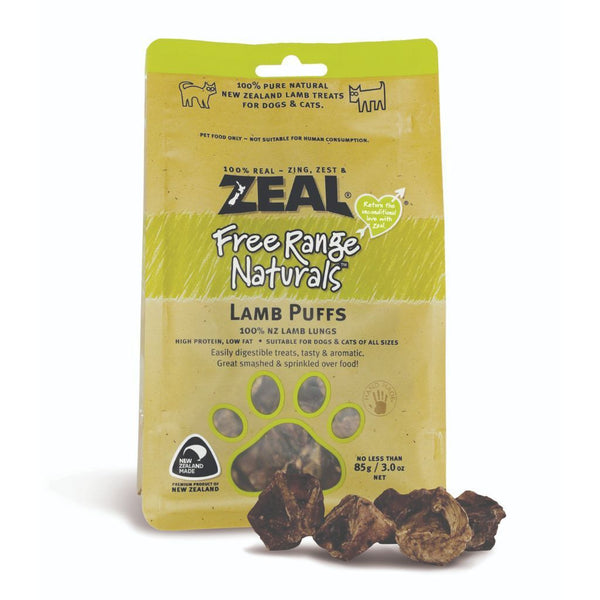 Zeal Free-Range Naturals Lamb Puff Air-Dried Pet Treats, 85g - Happy Hoomans
