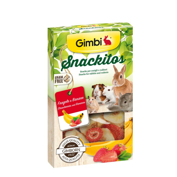Gimbi Snackitos Strawberry + Banana Small Animal Treats, 60g