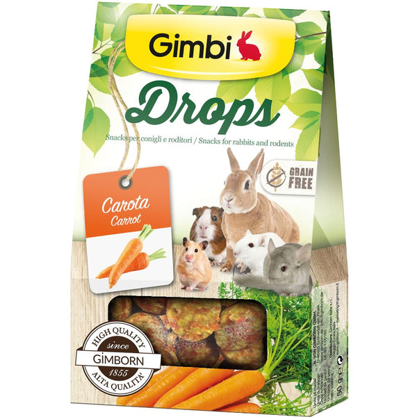 Gimbi Drops with Carrot Small Animal Treats, 50g