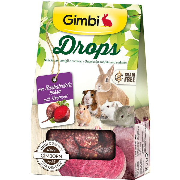 Gimbi Drops with Beetroot Small Animal Treats, 50g