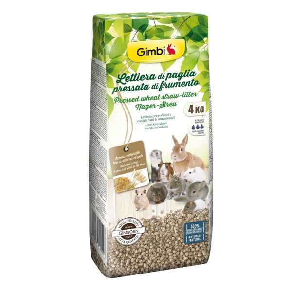 Gimbi Pressed Wheat Straw Litter Bedding for Small Animals, 4kg