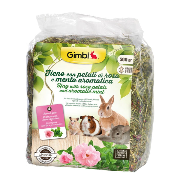 Gimbi Hay with Rose & Mint for Small Animals, 500g