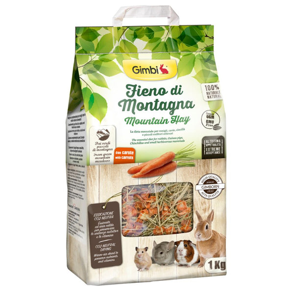 Gimbi Mountain Hay with Carrots for Small Animals, 1kg
