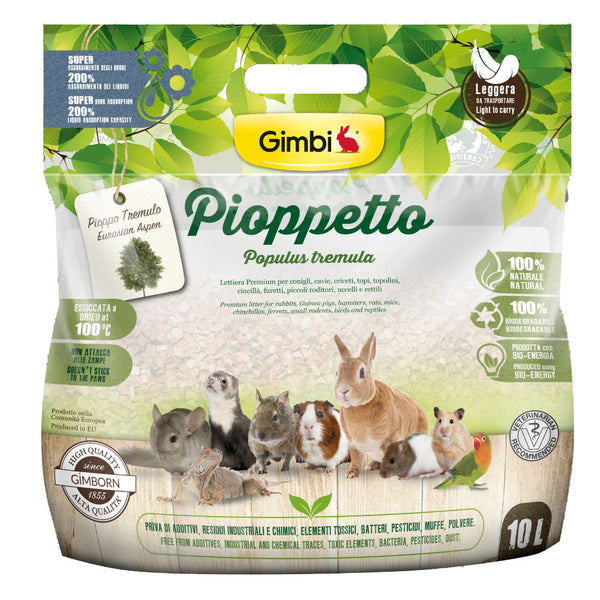 Gimbi Pioppetto Aspen Litter Bedding for Small Animals, 10L