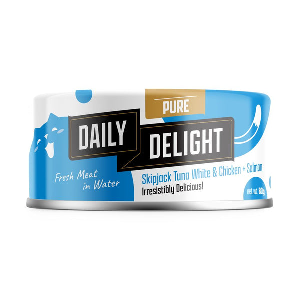 Daily Delight Pure Skipjack Tuna White & Chicken with Salmon Canned Cat Food, 80g