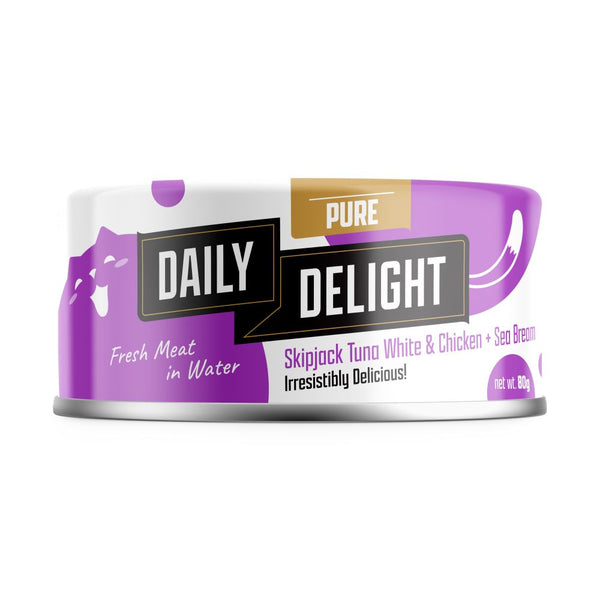 Daily Delight Pure Skipjack Tuna White & Chicken with Seabream Canned Cat Food, 80g