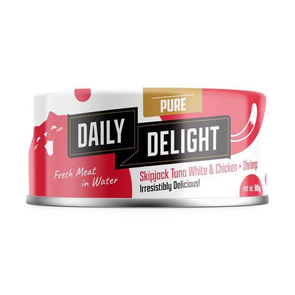 Daily Delight Pure Skipjack Tuna White & Chicken with Shrimp Canned Cat Food, 80g