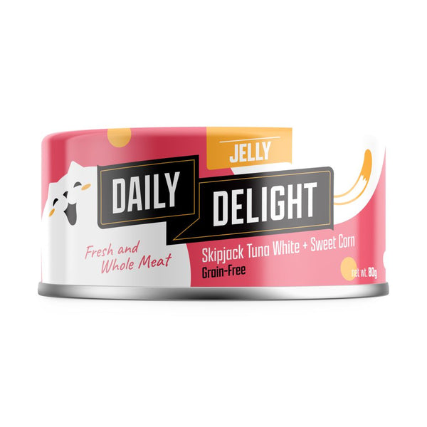 Daily Delight Skipjack Tuna White with Sweet Corn in Jelly Canned Cat Food, 80g
