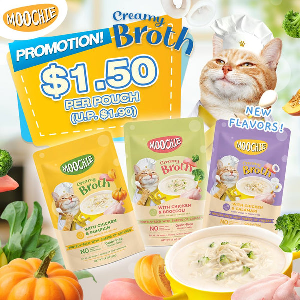 [BUY 9 FREE 1] Moochie Assorted Creamy Broth Wet Cat Food, 40g x 10