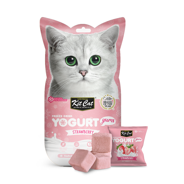 SALE! Kit Cat Yogurt Yums Strawberry Freeze-Dried Cat Treat, 10 Pcs (EXP: 26 MAR 24)