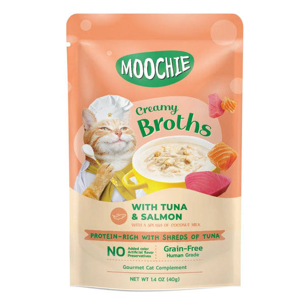 Moochie Creamy Broth with Tuna & Salmon Wet Cat Food, 40g