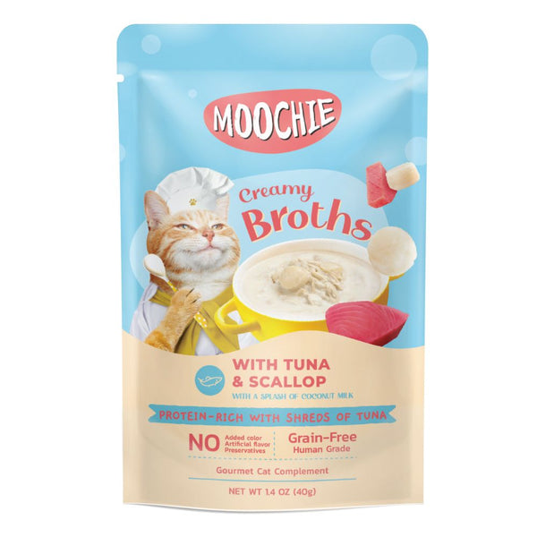 Moochie Creamy Broth with Tuna & Scallop Wet Cat Food, 40g