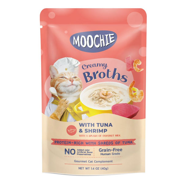 Moochie Creamy Broth with Tuna & Shrimp Wet Cat Food, 40g