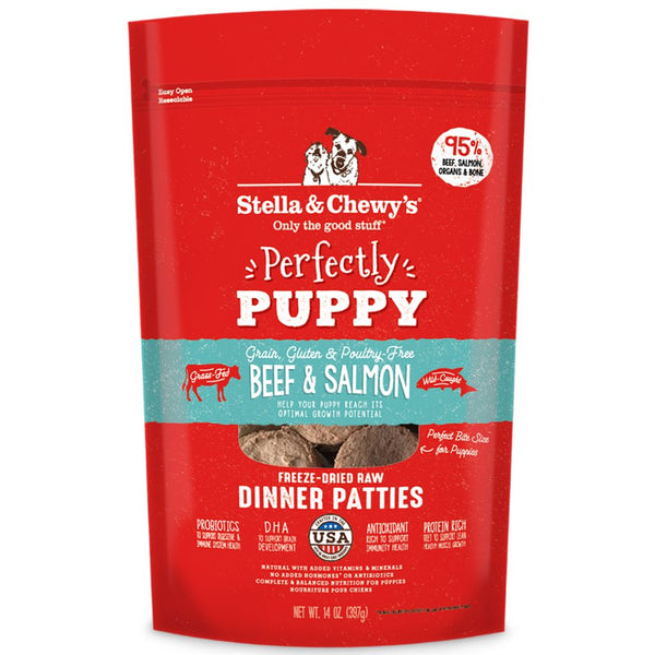 Stella & Chewy's Perfectly Puppy Beef & Salmon Dinner Patties Freeze-Dried Raw Dog Food, 14oz