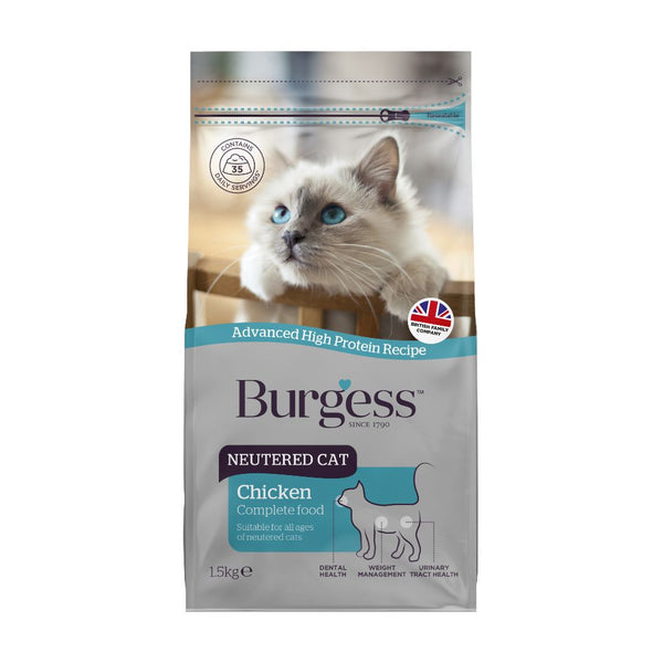 Burgess Neutered Dry Cat Food, 1.5kg