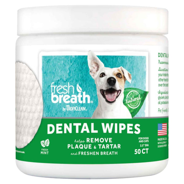 Tropiclean Fresh Breath Dental Wipes for Pets, 50 Sheets