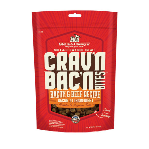 Stella & Chewy's Crav'n & Bac'n Bites Bacon & Beef Soft Dog Treats, 233g
