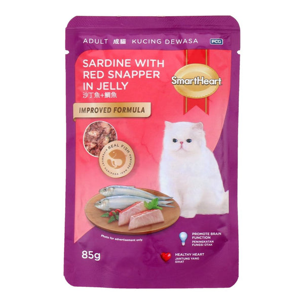 SmartHeart Sardine with Red Snapper in Jelly Wet Cat Food, 85g