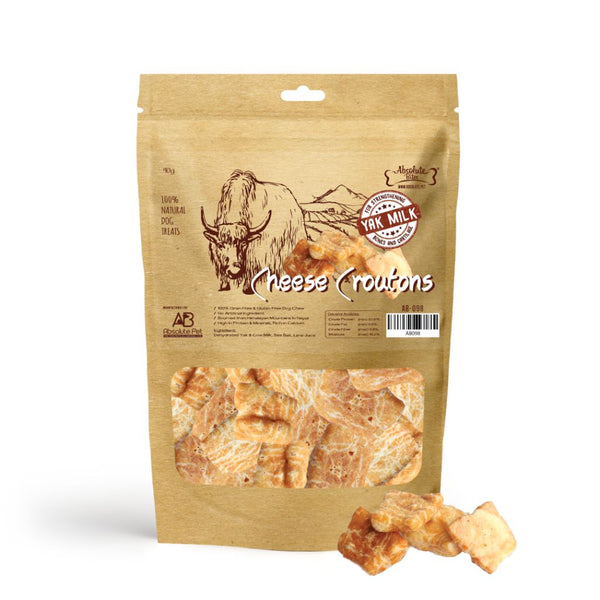 Absolute Bites Himalayan Yak Cheese Croutons Crunchy Dog Treats (2 Sizes)
