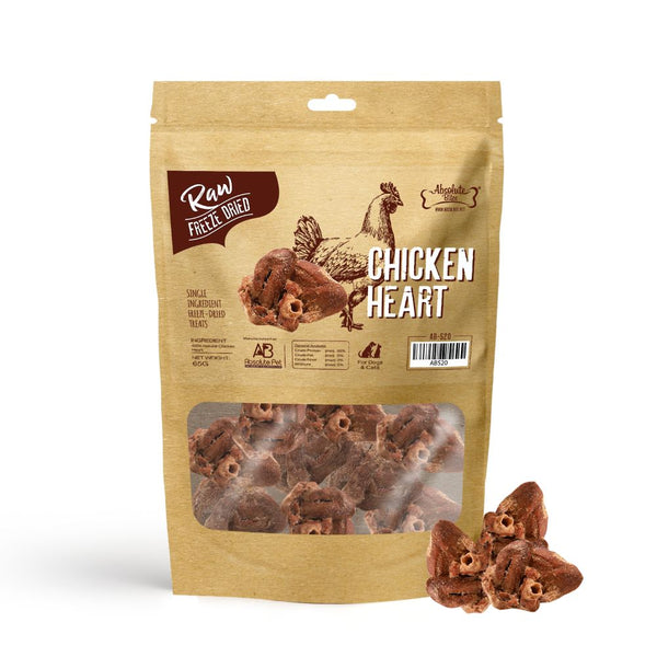 Absolute Bites Freeze-Dried Raw Chicken Heart Pet Treats, 65g