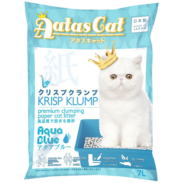 Aatas Cat Krisp Klump Aqua Blue Paper Cat Litter, 7L