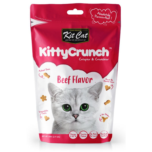 Kit Cat Kitty Crunch Beef Flavour Crunchy Cat Treats, 60g