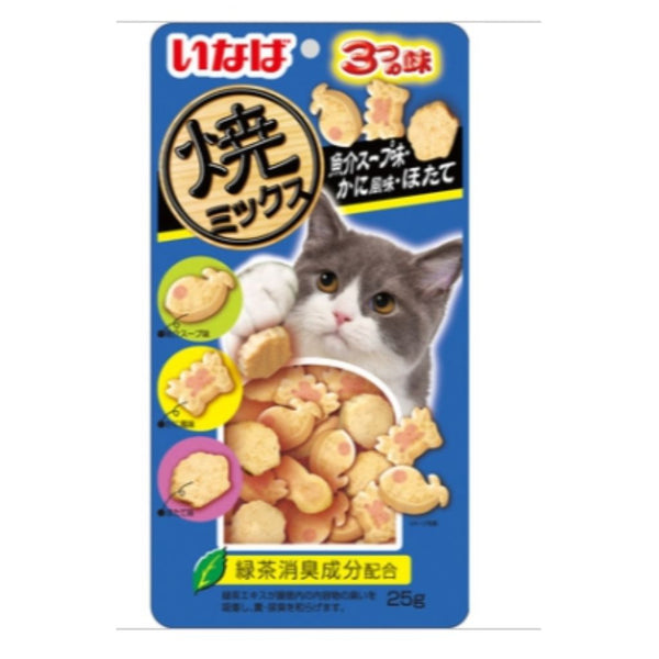 Ciao Soft Bits Mix Tuna & Chicken with Dried Bonito, Seafood & Crab Flavour Soft Cat Treats, 25g