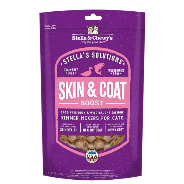 Stella & Chewy's Stella Solutions Skin & Coat Boost Duck & Salmon Freeze-Dried Raw Cat Food Mixer, 213g