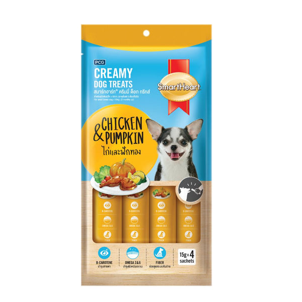 SmartHeart Chicken and Pumpkin Creamy Dogs Treats, 15g x 4