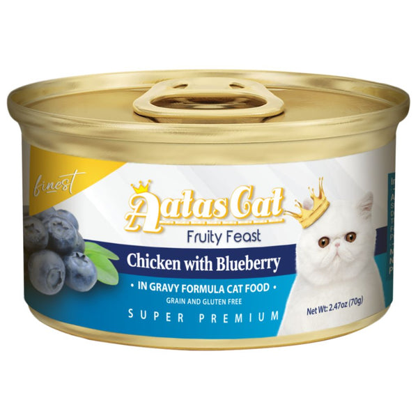 Aatas Cat Finest Fruity Feast Chicken with Blueberry in Gravy Cat Wet Food, 70g