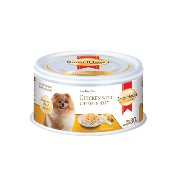SmartHeart Gold Chicken with Cheese in Jelly Wet Dog Food, 80g