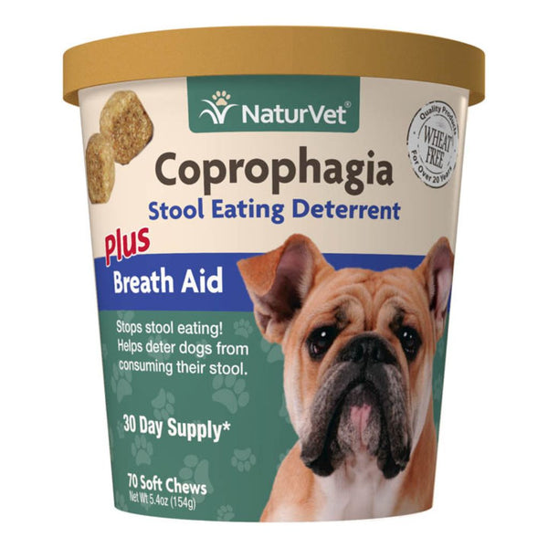 Naturvet Coprophagia Stool Eating Deterrent Plus Breath Aid Soft Chews Dog Supplements, 70 ct.